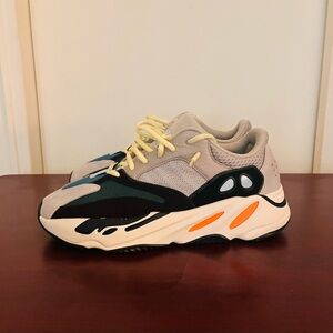 Yeezy Multi-Color Sneakers with Orange Accents